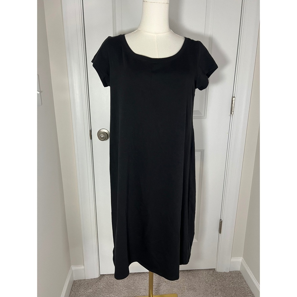 Eileen Fisher Tunic Organic Cotton Pullover Short Dress Black‎ Large Petite